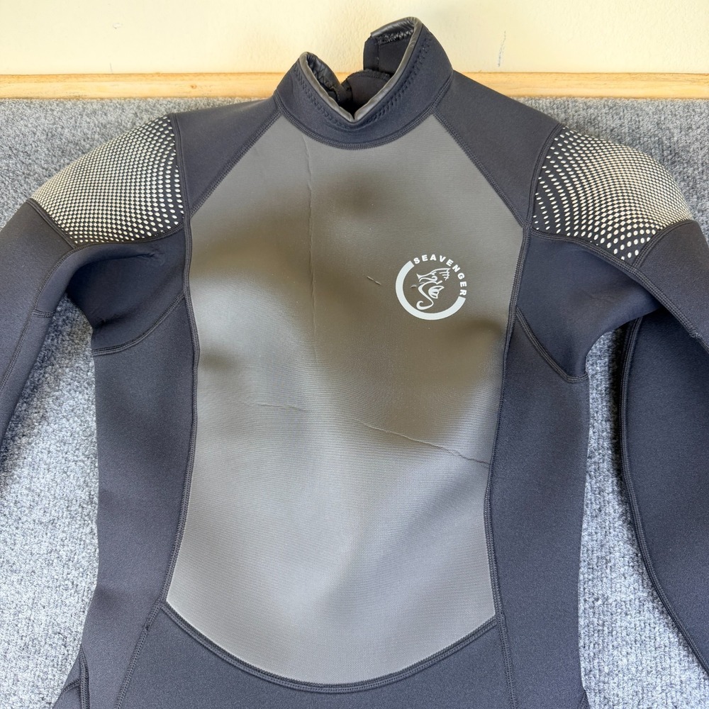 Seavenger Full Body Wetsuit Men 13 Black Logo 3mm Neoprene Back Zip Scuba Diving